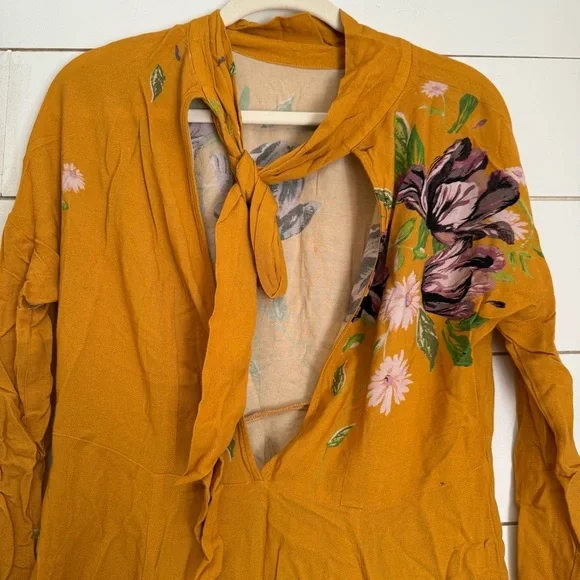 FREE PEOPLE gemma mustard yellow long sleeve tunic mini dress - Picture 11 of 11